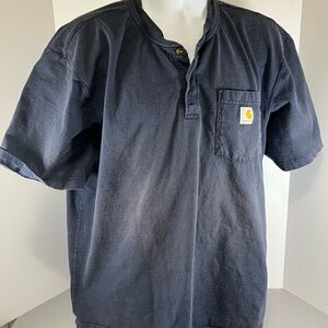 Carhartt Shirt Mens X-Large Blue Short Sleeve Pocket Tee Loose Fit Logo *